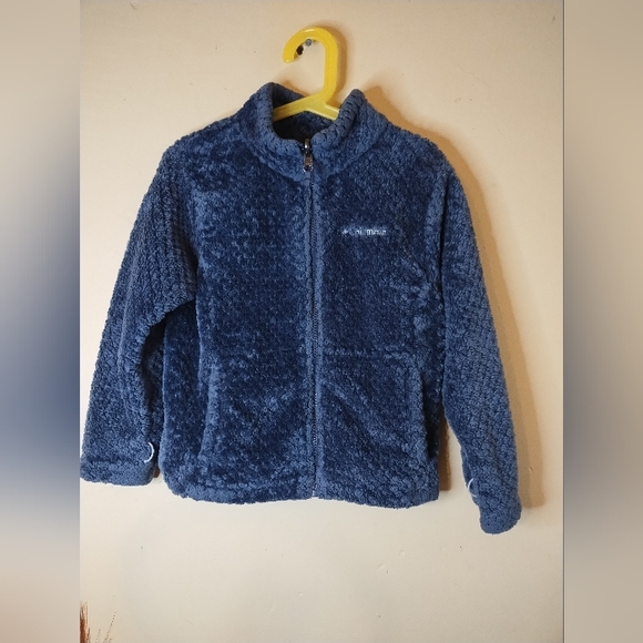 Columbia Girls Y2K Comfy Cozy Gray Fleece Long Sleeve Teddy Bear Jacket Size XS - Picture 1 of 9